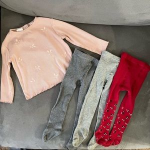 Zara Baby Bundle 3 Tights and 1 Rib Shirt 12-24 month